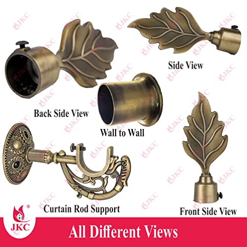 JKC Antique Look Zinc Alloy Leaf Curtain Brackets and Holders - Curtain Bracket Set with Curtain Knobs and Rod End Cap, Ideal Curtain Knob Solution - Bracket 1 Holder 1 Wall to Wall 1 - Image 3