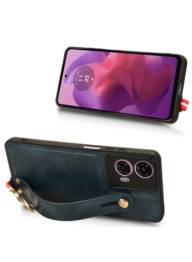 اس-توب جراب خلفي من الجلد لهاتف Motorola Moto G04 / G24 مع سوار معصم - Image 5