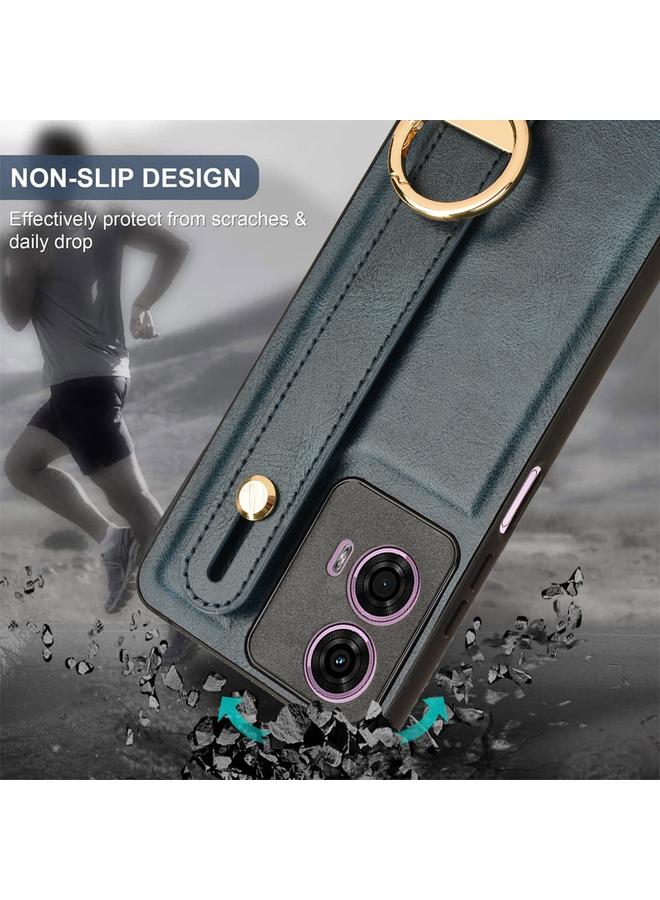 اس-توب جراب خلفي من الجلد لهاتف Motorola Moto G04 / G24 مع سوار معصم - Image 4