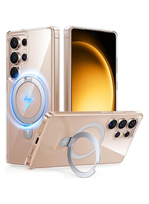 Clear Magnetic Stand for Samsung Galaxy S25 Ultra Case, [Fit for Magsafe] [Mil-Grade Drop Tested] Ring Shockproof Translucent Slim Protective Case for Samsung S25 Ultra Case Ostand, Clear