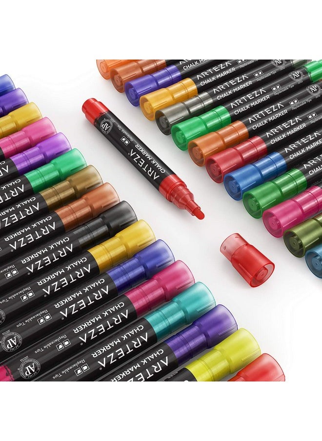 ARTEZA ARTEZA Liquid Chalk Markers, 42 Colors Pack with 50 Chalkboard Labels, Fine Tip Chalk Pens for Blackboard, Whiteboard, Windows, Mirrors, Glass  - Image 4