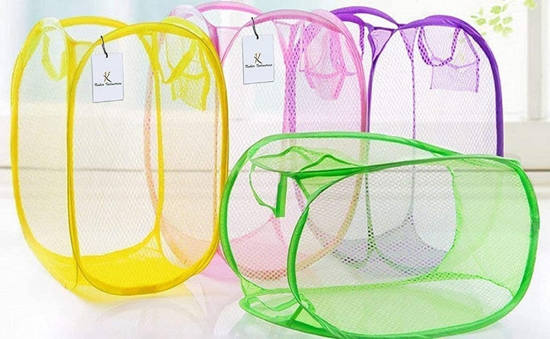 Kuber Industries Heart Home Nylon 4 Piece Mesh Laundry Basket,30Ltr (Multi) - CTHH13073,standard - Image 1