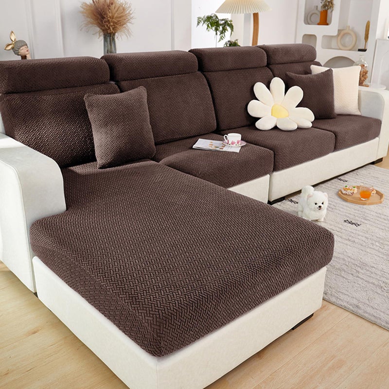 Yoovat Couch Cushion Covers for Sofa Couch Covers WearResistant Universal Sofa Cover Washable Stretch for Sectional Slipcovers TextureBrownChaise Cover