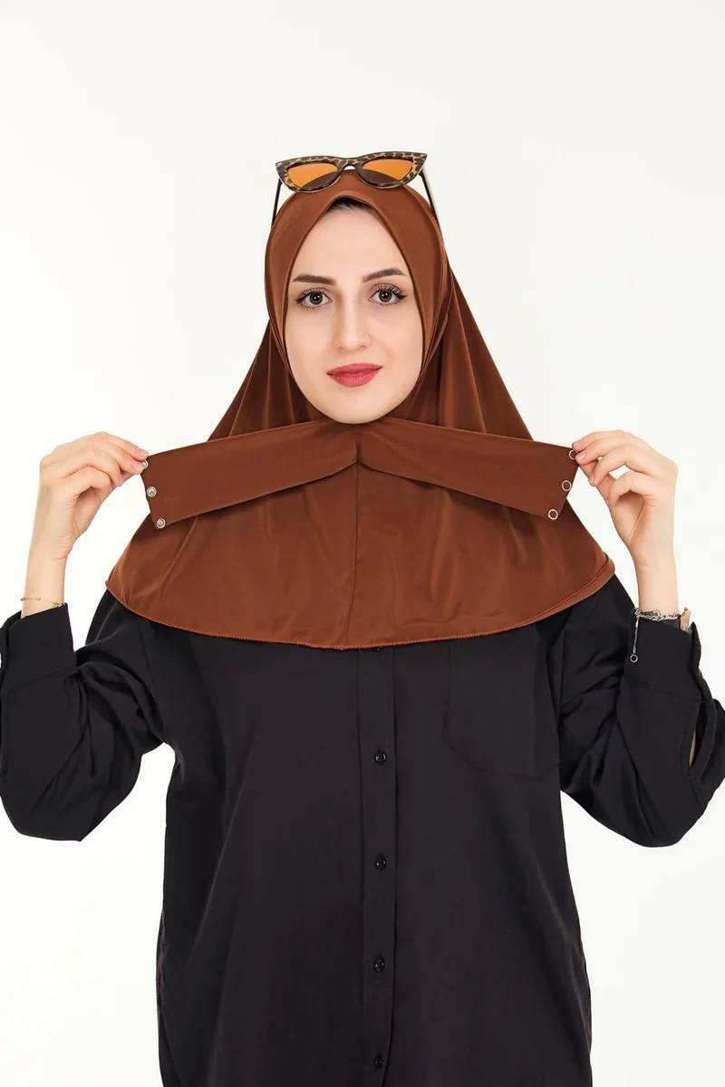 Sensu Women's Hijab Ready Made Hijab Bonnet Shawl with Snap Fasteners