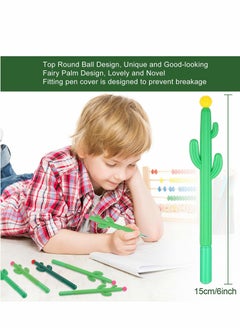 Excefore Gel Pens, 24 Pcs Cactus Pens for Kids Ink Roller Shaped Ballpoint Black Pen with Flower Office School Supplies Home Writing  - Image 5