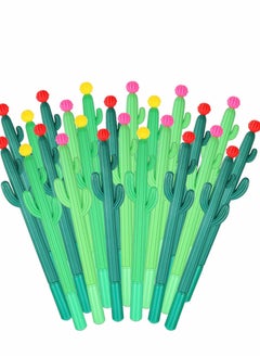 Excefore Gel Pens, 24 Pcs Cactus Pens for Kids Ink Roller Shaped Ballpoint Black Pen with Flower Office School Supplies Home Writing  - Image 1