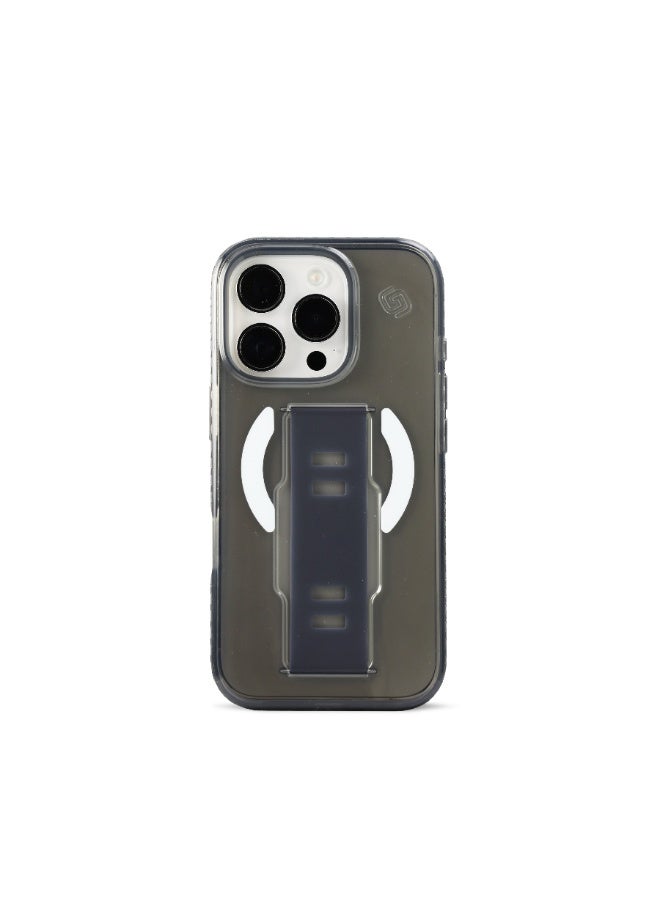 جريب 2 يو غطاء Grip2U Slim متوافق مع MagSafe لهاتف iPhone 16 Pro، شفاف بلون دخاني، مع حزام مدمج لقبضة الإصبع، حماية مقاومة للصدمات، متوافق مع الشحن اللاسلكي - Image 1