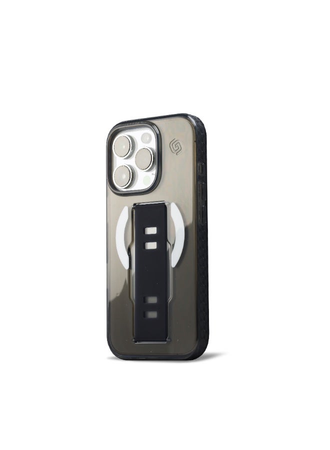 جريب 2 يو غطاء Grip2U Slim متوافق مع MagSafe لهاتف iPhone 16 Pro، شفاف بلون دخاني، مع حزام مدمج لقبضة الإصبع، حماية مقاومة للصدمات، متوافق مع الشحن اللاسلكي - Image 2