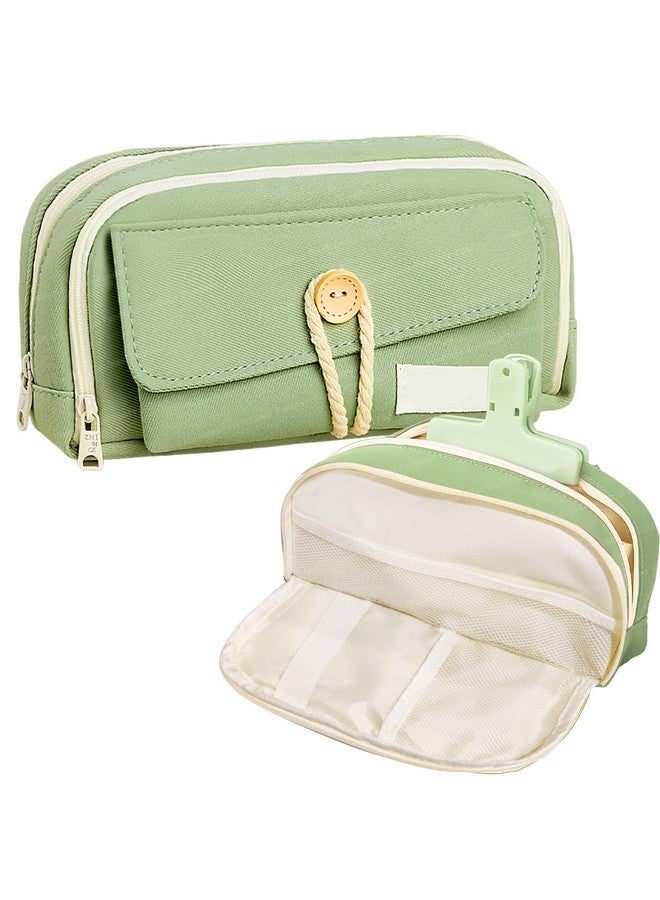 FunBlast Pencil Pouch, Pencil case for Girls, Large Capacity Stationary Organizer Case, Aesthetic Pencil Case Organizer, Multipurpose Zipper Pouch for Kids & Adults (Green) - Image 1