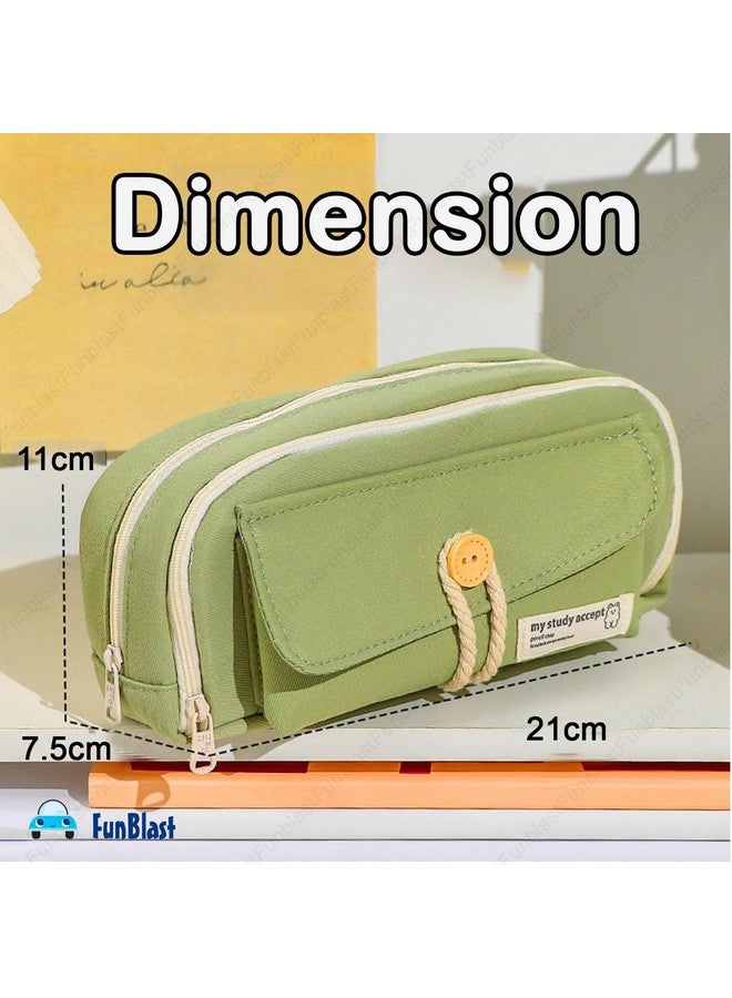 FunBlast Pencil Pouch, Pencil case for Girls, Large Capacity Stationary Organizer Case, Aesthetic Pencil Case Organizer, Multipurpose Zipper Pouch for Kids & Adults (Green) - Image 4