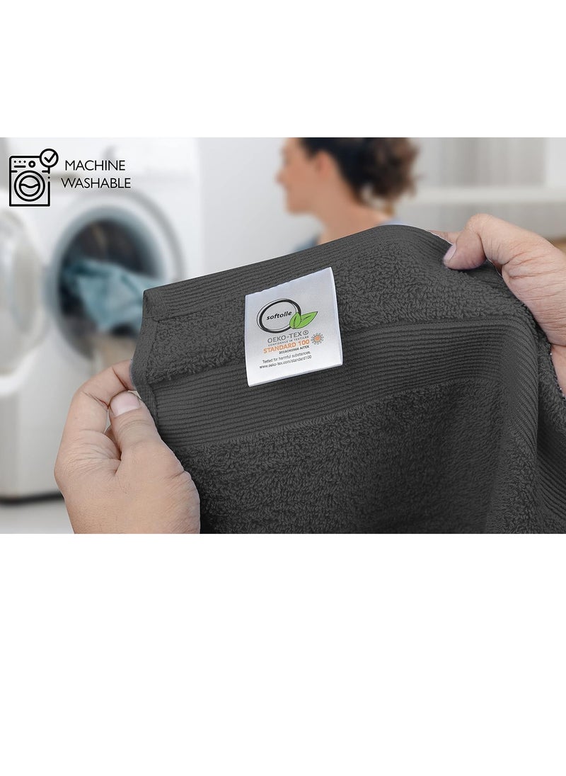 Softolle - Premium Wash Cloths Pack of 12 (13" x 13" Inches)- 100% Combed Ring Spun Cotton WashCloth - Luxury Washcloths – Ultra Soft Face Towels - Highly Absorbent Wash Cloth for Face (Grey) - Image 1