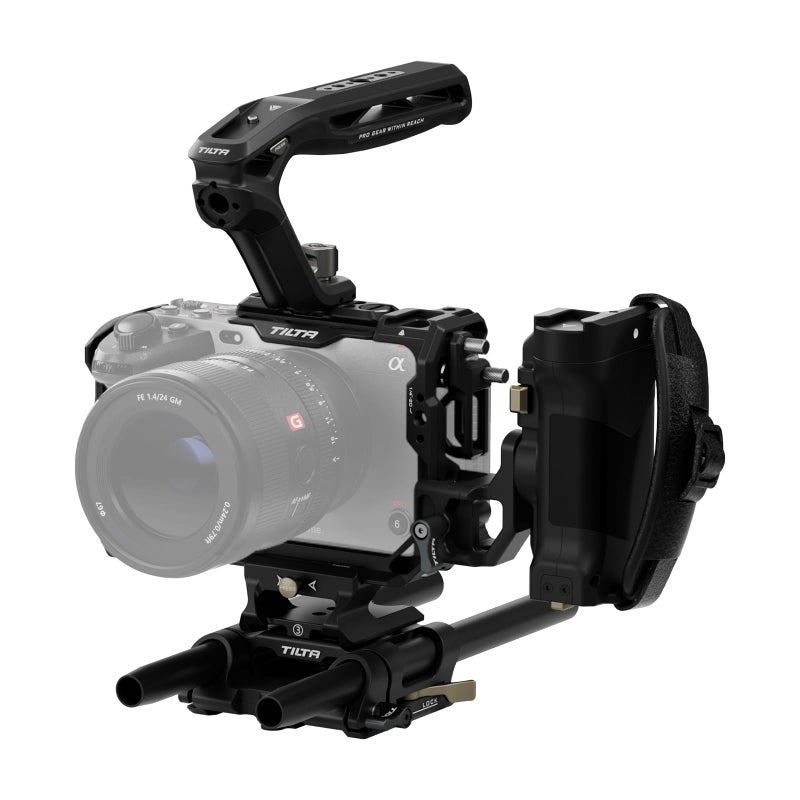 Tilta Camera Cage Pro Kit Compatible with Sony FX3 FX3A FX30 V2 Includes Cage Top Handle Advanced Side Handle Baseplate and More NATO Rail Cold Shoe 1420 and 3816 TAT16CB Black - Image 2