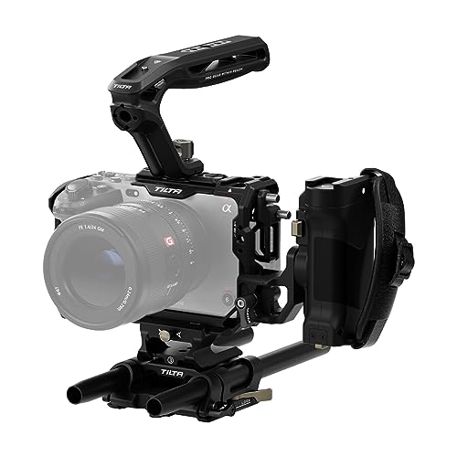 Tilta Camera Cage Pro Kit Compatible with Sony FX3 FX3A FX30 V2 Includes Cage Top Handle Advanced Side Handle Baseplate and More NATO Rail Cold Shoe 1420 and 3816 TAT16CB Black - Image 1