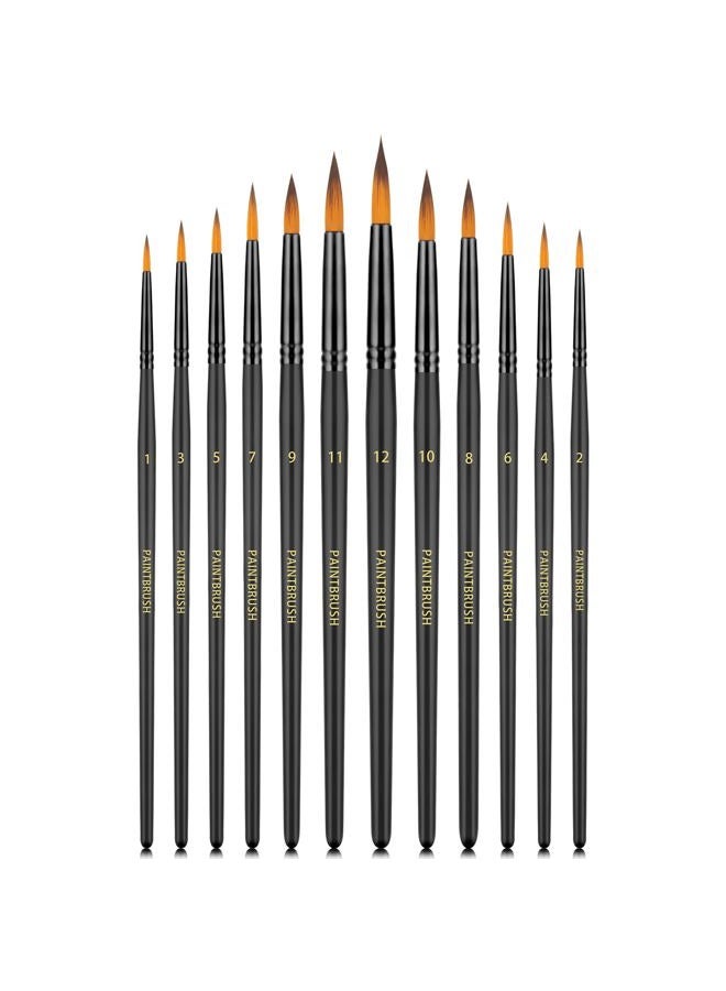 FENORKEY Watercolor Brushes Professional Set，12pcs Artist Watercolor Paint Brushes，Round Painting Brush for Watercolor, Acrylics, Ink, Gouache(Black) - Image 1