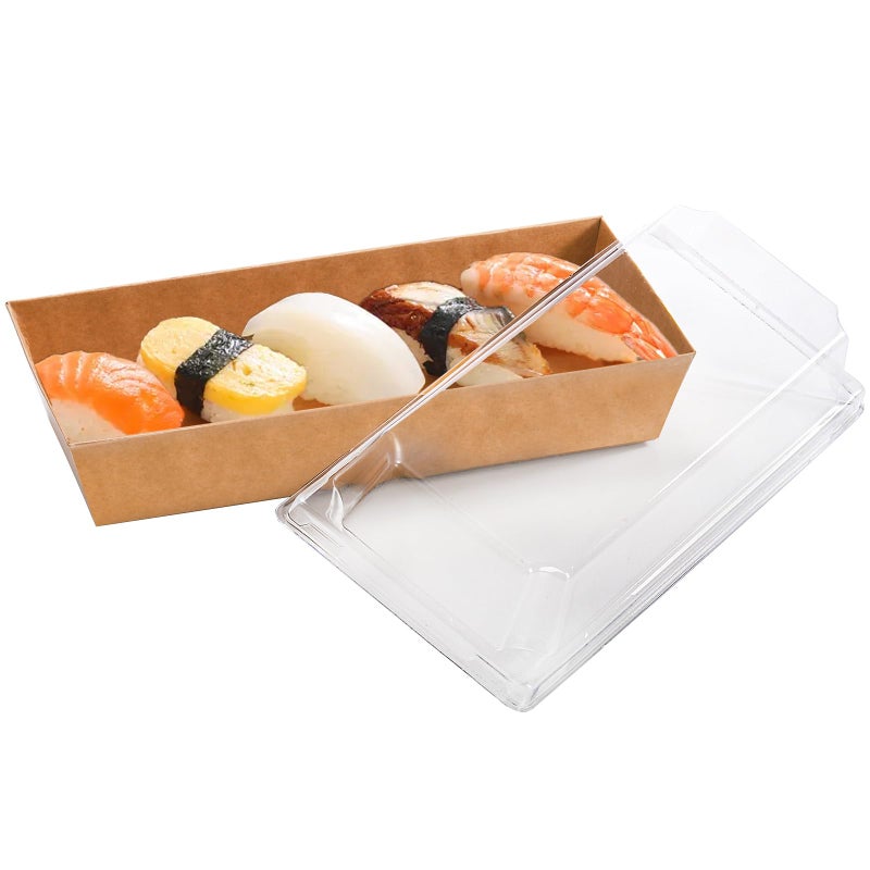 Dicunoy 100 Pack Paper Charcuterie Boxes with Clear Lids, Disposable Sandwich Boxes, Swiss Roll Cake Containers, Rectangle To Go Boxes for Sushi, Snack, Cookie, Fruits, Pastry, Desserts - Image 3