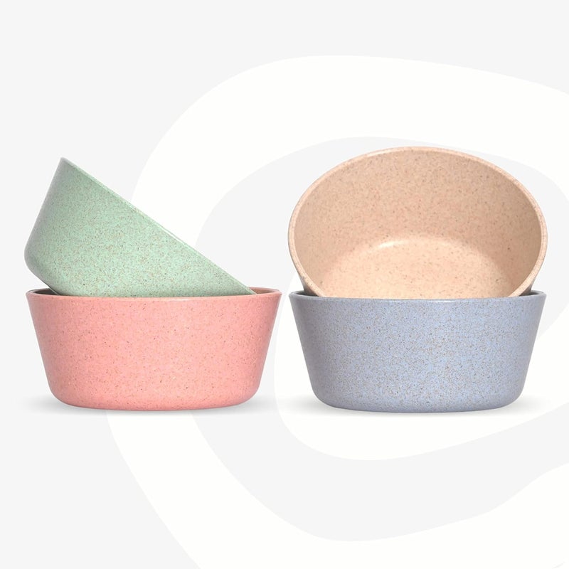 Eha Set of 4 EarthFriendly Small Curry Bowls for Kitchen 175 ml Made with Bamboo Fibers Rice Husk Microwave Safe Bowl Reheat Only for Hot Cold Serving Bowl Set Multicolor - Image 1