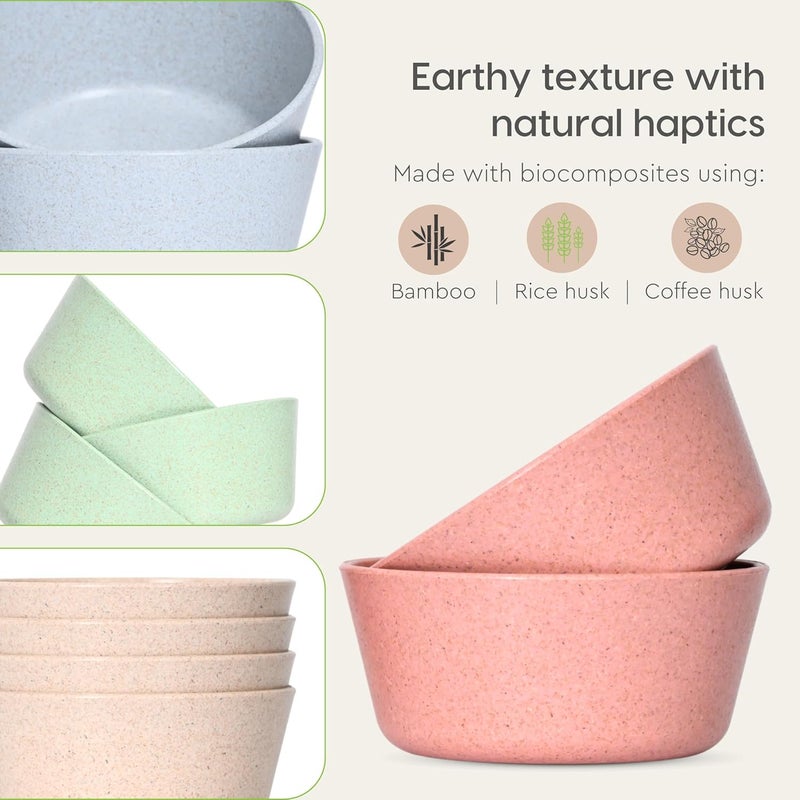 Eha Set of 4 EarthFriendly Small Curry Bowls for Kitchen 175 ml Made with Bamboo Fibers Rice Husk Microwave Safe Bowl Reheat Only for Hot Cold Serving Bowl Set Multicolor - Image 5