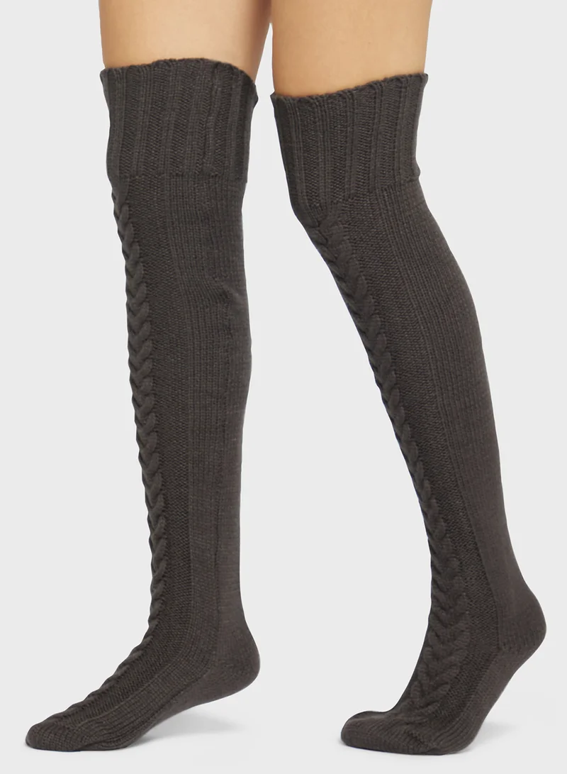 Ginger Over The Knee Pointelle Cozy Socks