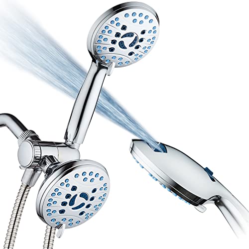 Hotel Spa AquaCare As-Seen-On-TV High Pressure 48-setting Rain & Handheld 3-way Shower Head Combo - Anti-clog Nozzles/Tub, Tile & Pet Power Wash/Extra Long 6 ft. Hose/All Chrome Finish - Image 1