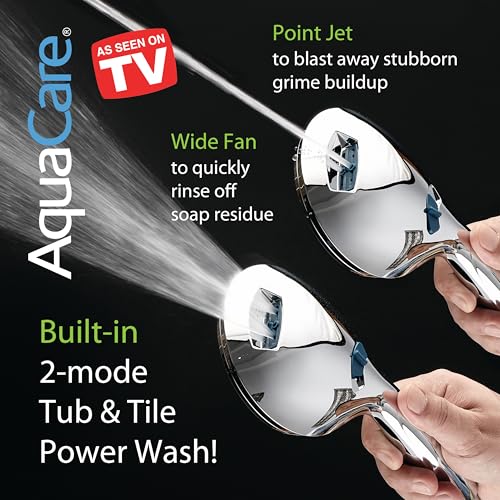 Hotel Spa AquaCare As-Seen-On-TV High Pressure 48-setting Rain & Handheld 3-way Shower Head Combo - Anti-clog Nozzles/Tub, Tile & Pet Power Wash/Extra Long 6 ft. Hose/All Chrome Finish - Image 4