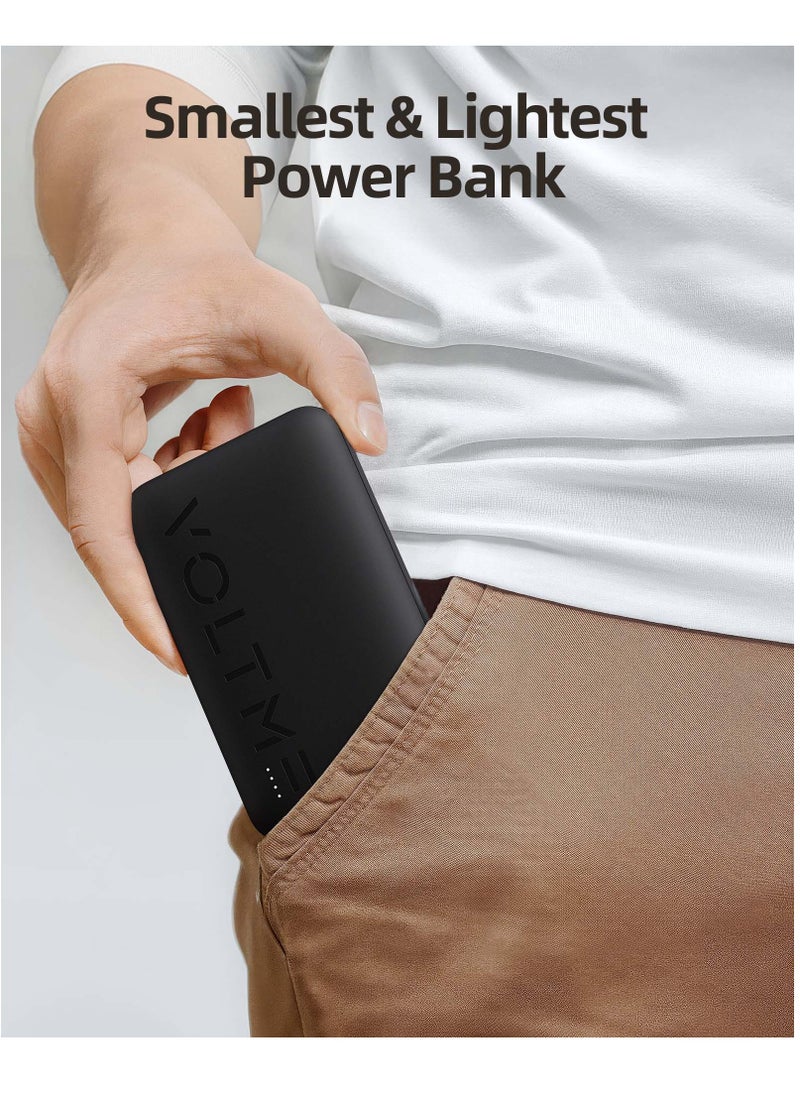 VOLTME - 10000 mAh 10000mAh USB C Fast Charging Power Bank, Built-in Type-C Cable, High-Speed 22.5W Ultra Slim and Compact Battery Pack, PD 20W iPhone Portable Charger, 3 Output Battery Pack Compatible with iPhone 16/15/14/13/12 Series, Samsung S24/S23/S22, iPad Pro/Air, AirPods, Android Devices, Lightweight & Travel-Friendly Charger (Black) - Image 1