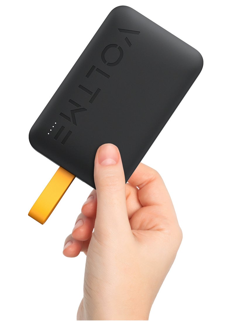VOLTME - 10000 mAh 10000mAh USB C Fast Charging Power Bank, Built-in Type-C Cable, High-Speed 22.5W Ultra Slim and Compact Battery Pack, PD 20W iPhone Portable Charger, 3 Output Battery Pack Compatible with iPhone 16/15/14/13/12 Series, Samsung S24/S23/S22, iPad Pro/Air, AirPods, Android Devices, Lightweight & Travel-Friendly Charger (Black) - Image 1