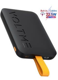 10000mAh Built-in Cable Black