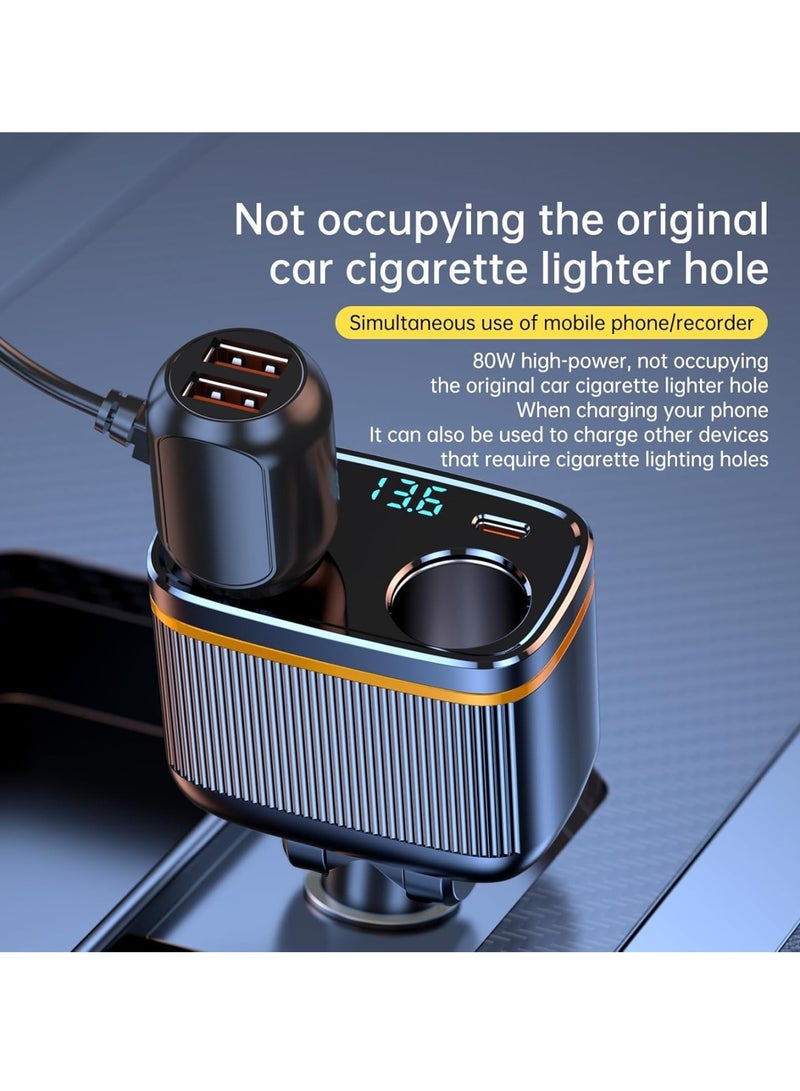 USB C Car Charger Adapter, 145W Super Fast Cigarette Lighter USB Charger Adapter, with LED Voltmeter, USB C +USB A Car Phone Charger Adapter, for iPhone Samsung  More - Image 4
