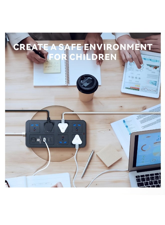 روينغدا 5 أمتار التمديد العالمي الرصاص مع وظيفة متعددة المملكة المتحدة التوصيل 3 دبوس منفذ المقابس مع 6 عصابة 3 منفذ USB 1 نوع-C منفذ 5M المقابس الكهربائي الشريط الرئيسي للمطبخ المنزلي والمكتب 5 أمتار - Image 4