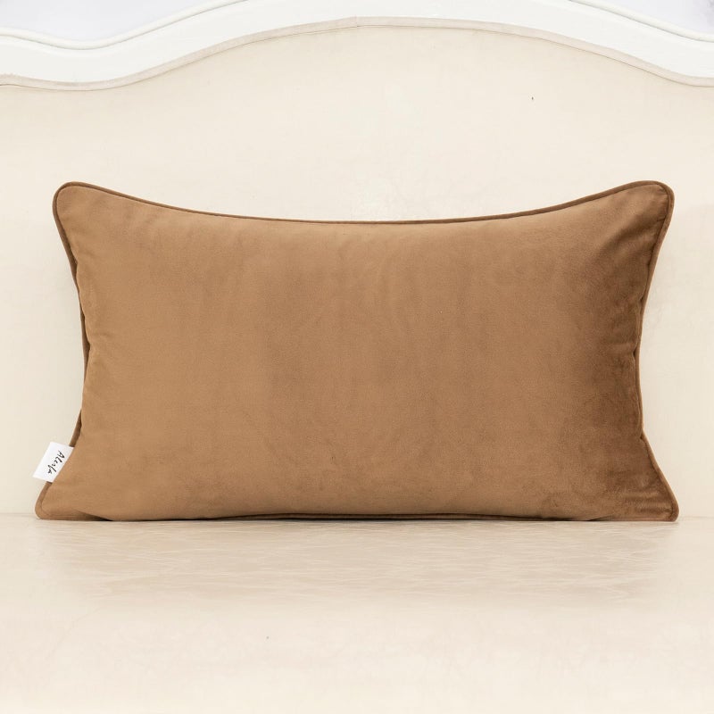 Alerfa Brown Floral Throw Pillow Cover 12 x 20 Inch Cut Velvet Rectange Luxury Decorative Lumbar Pillow Cover for Couch Living Room Bedroom - Image 2
