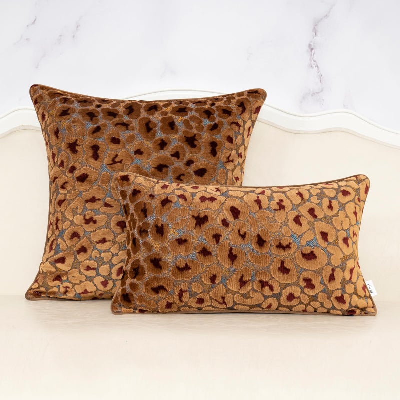 Alerfa Brown Floral Throw Pillow Cover 12 x 20 Inch Cut Velvet Rectange Luxury Decorative Lumbar Pillow Cover for Couch Living Room Bedroom - Image 3