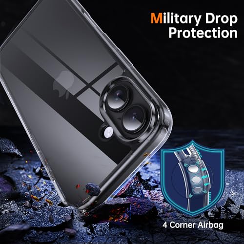 Supdeal Shockproof Clear Case for iPhone 16 Plus, [Camera Control Button] [10FT Military Drop Protection] Hard Clear Silicone Edge Four Corner Airbags Protection Phone Cover, 6.7", Transparent - Image 3