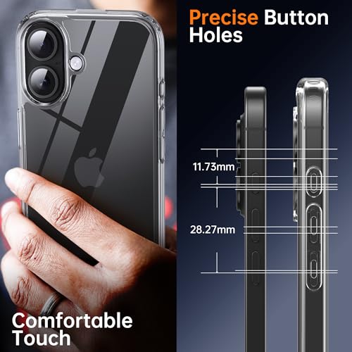 Supdeal Shockproof Clear Case for iPhone 16 Plus, [Camera Control Button] [10FT Military Drop Protection] Hard Clear Silicone Edge Four Corner Airbags Protection Phone Cover, 6.7", Transparent - Image 5