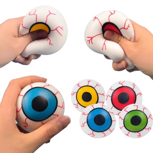 Dhjrefhhd 1Pcs Stress Balls Soft Eyeballs Squeeze Prop Tool Eye Squishy Ball Party Fidget Balls Halloween Stress Ball Prop Prize Birthday Gifts Yellow or Randomly Color - Image 1