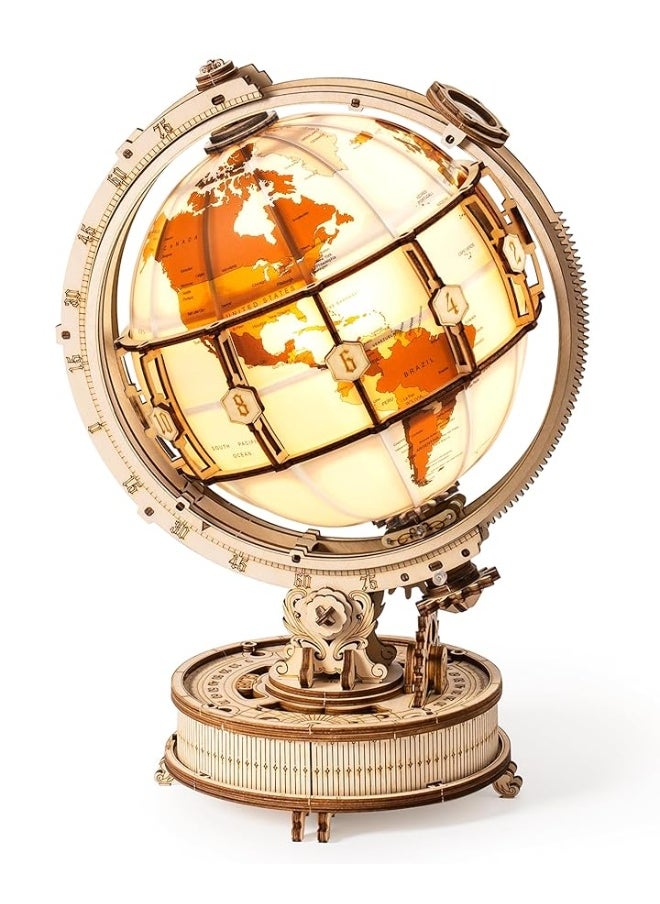 Robotime ROBOTIME Wooden Puzzles for Adults Luminous Globe ST003, Toy Building Sets for Adults, Wooden Globe Model Kits with LED Light, House Warming Gifts New Home/Anniversary/Birthday/Teacher/Dad Gift  - Image 1