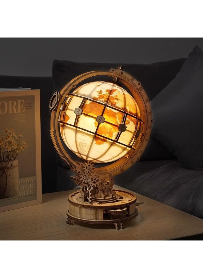Robotime ROBOTIME Wooden Puzzles for Adults Luminous Globe ST003, Toy Building Sets for Adults, Wooden Globe Model Kits with LED Light, House Warming Gifts New Home/Anniversary/Birthday/Teacher/Dad Gift  - Image 3
