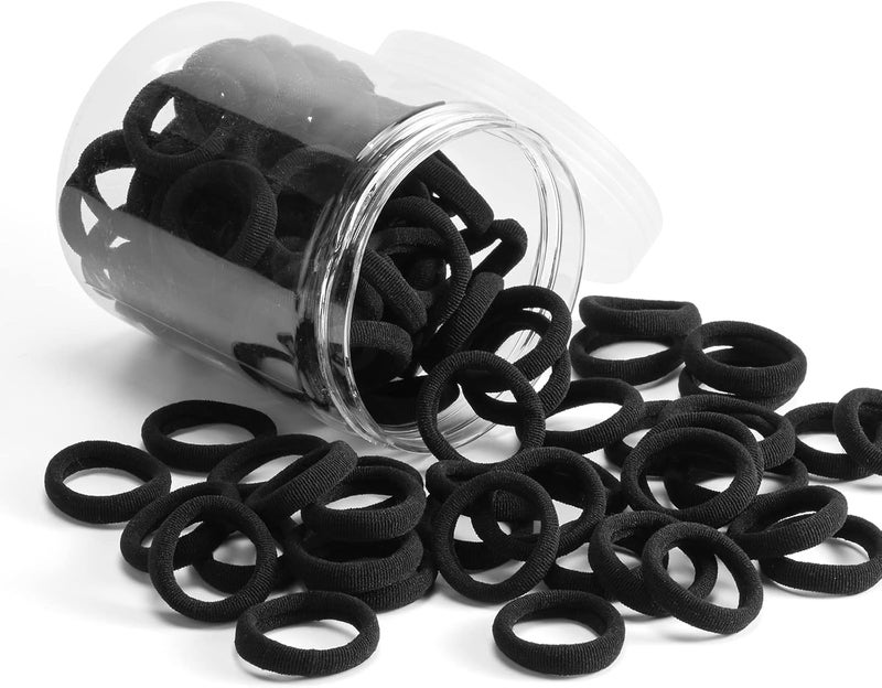 Omszte 100 Pcs Baby Hair Ties, Seamless Cotton Toddler Hair Ties for Girls and Kids, Black Small Soft Hair Elastics Ponytail Holders - Image 2