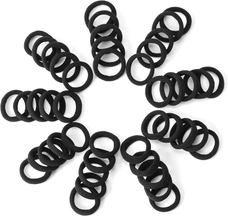 Omszte 100 Pcs Baby Hair Ties, Seamless Cotton Toddler Hair Ties for Girls and Kids, Black Small Soft Hair Elastics Ponytail Holders - Image 3