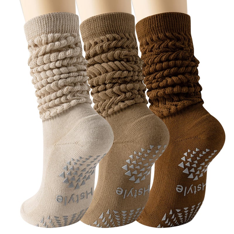 Hstyle Grip Pilates Socks for Women, Slouch Scrunch Yoga Barre Socks for Hospital Workout - Image 1