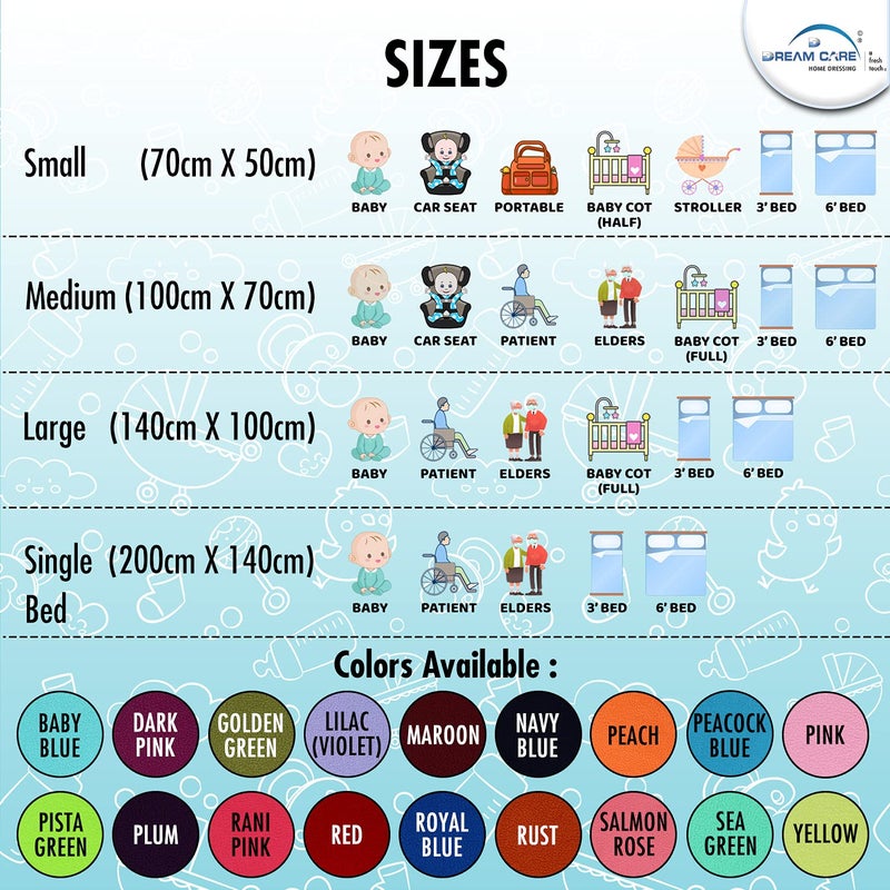 Dream King Waterproof Quick Dry Sheet for Baby| Bed Pad Anti-Piling Fleece Extra Absorbent Washable Matress Protector| Baby Bed Protector - Size Small 50X70 Cm (Navy Blue) - Image 3