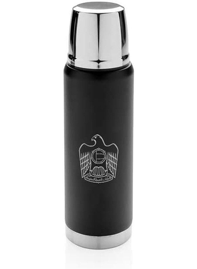 ROVATTI Uae Logo Printed Pola Swiss Peak Copper Stainless Steel Vacuum Flask 500 Ml (Black) | Coppr Flask | Flask 500Ml