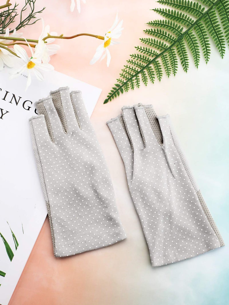 Maxdot Fingerless Gloves Non Slip UV Protection Driving Gloves Summer Outdoor Gloves for Women(2 Pairs,Gray and Khaki) - Image 5