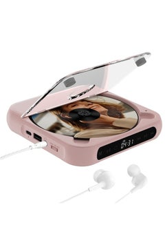 XiuWoo Portable CD Player, Bluetooth, with headphones, rechargeable, Desktop CD Player with LCD Touch Screen, shockproof mode, Rechargable Personal CD Players for Car, pink  - Image 1