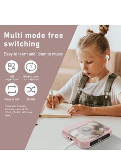 XiuWoo Portable CD Player, Bluetooth, with headphones, rechargeable, Desktop CD Player with LCD Touch Screen, shockproof mode, Rechargable Personal CD Players for Car, pink  - Image 2