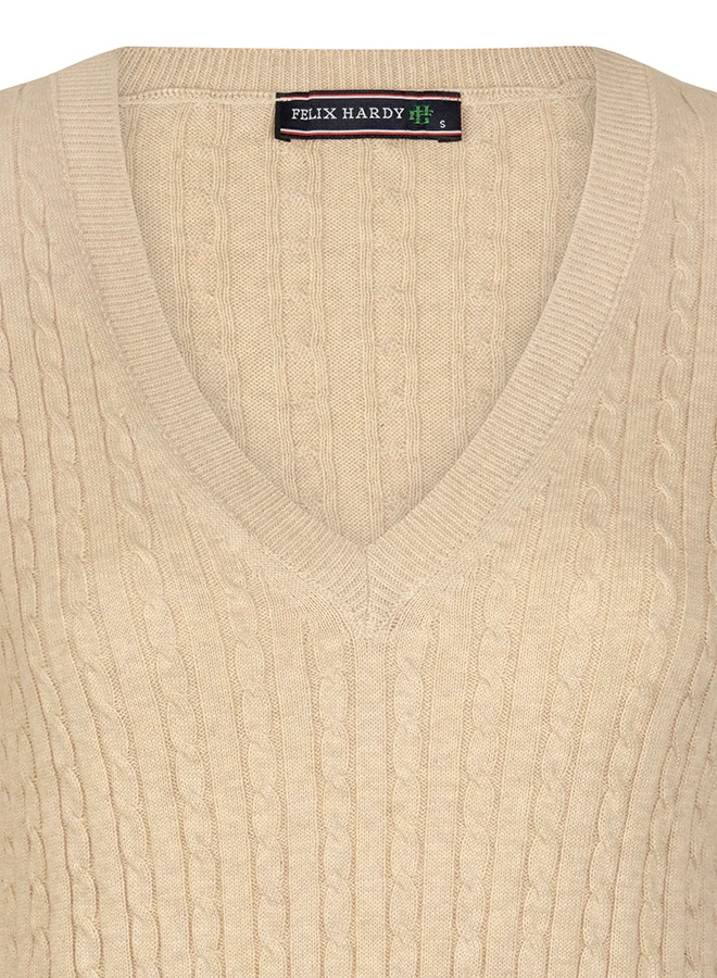 FELIX HARDY V-Neck Cable Knit Pullover