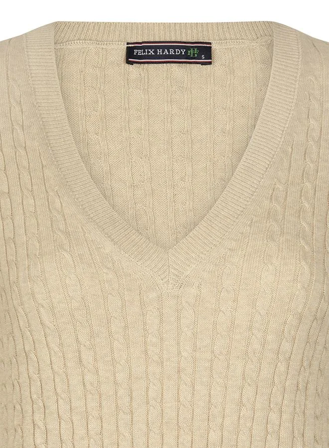 FELIX HARDY V-Neck Cable Knit Pullover