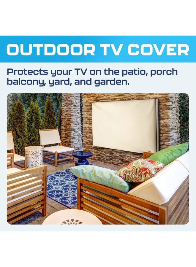 Garnetics Outdoor Tv Cover 70"-75" Inch - Universal Weatherproof Protector For Flat Screen Tvs Fits Most Mounts And Stands Beige - Image 2