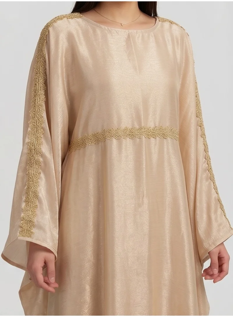 Reem Abayas Women's Chiffon Abaya with Lace Detail