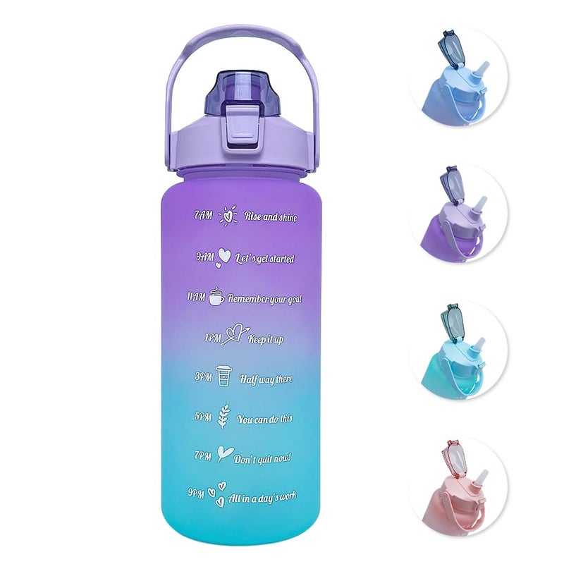 EITMOW 64 oz Large Capacity Water Bottle with Motivational Time Markers and Straw, Portable, Leakproof, BPA Free for Fitness, Gym and Outdoor Sports. (Purple) - Image 1