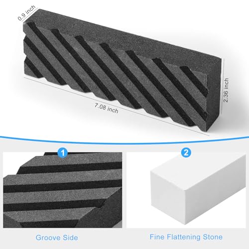 Angerstone Dual Grit Coarse/Fine Flattening Stone Set - Two Sharpening Stones Flattener - Whetstone Fixer with Grooves for Re-Levelling Any Whet stones， Oil Stones， Waterstones - Image 2